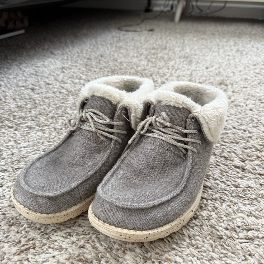 Hey Dude Charcoal Fur-Lined Shoes